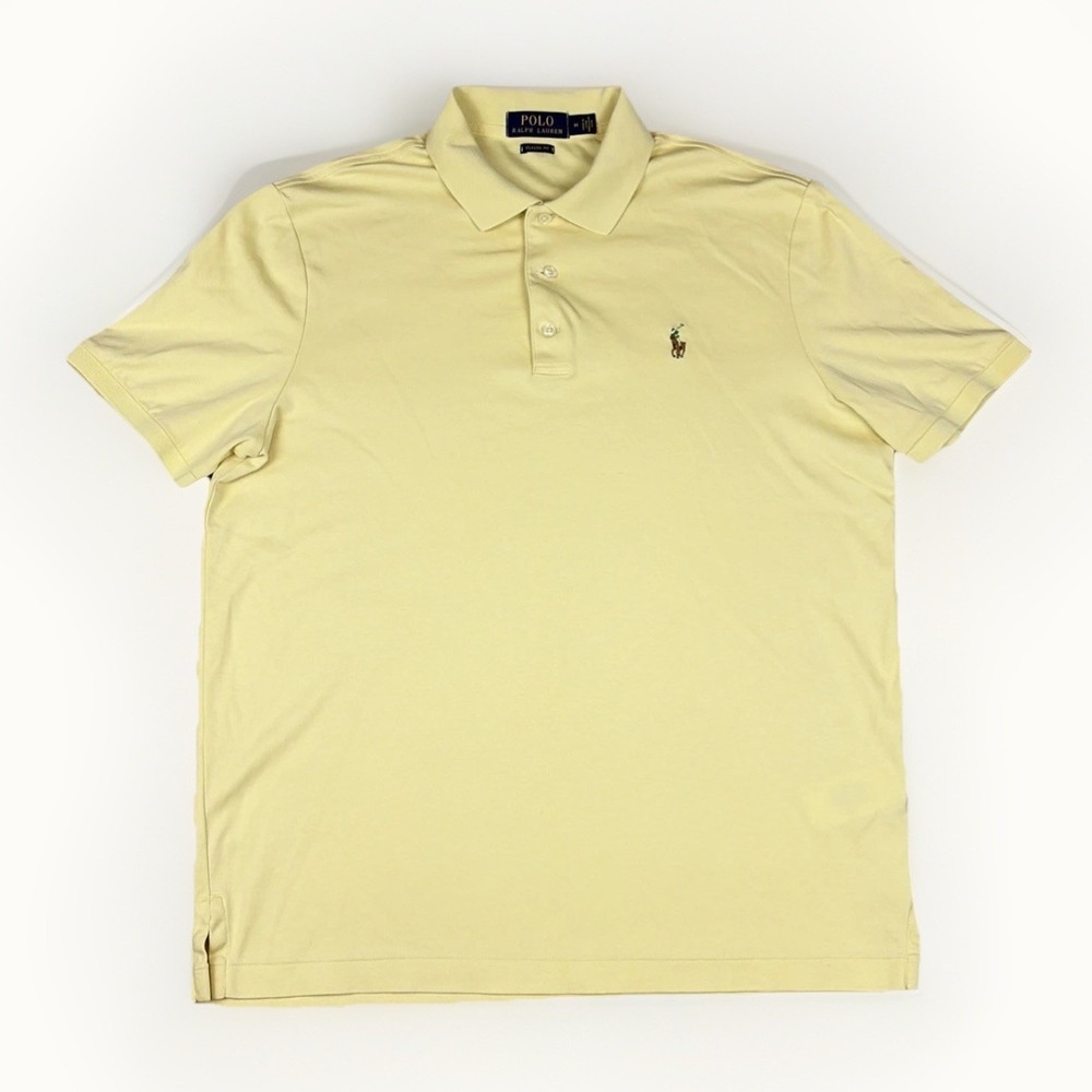 Polo Ralph Lauren Polo Shirt Mens Medium Yellow Classic Fit Short Sleeve Pony